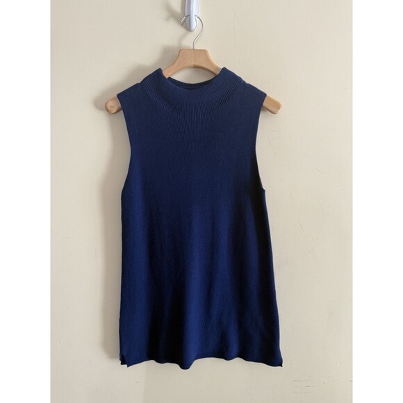 Chicos Black Mock Size M High Neck Tank Pullover Sleeveless Sweater Women's 8-10 - Picture 1 of 4